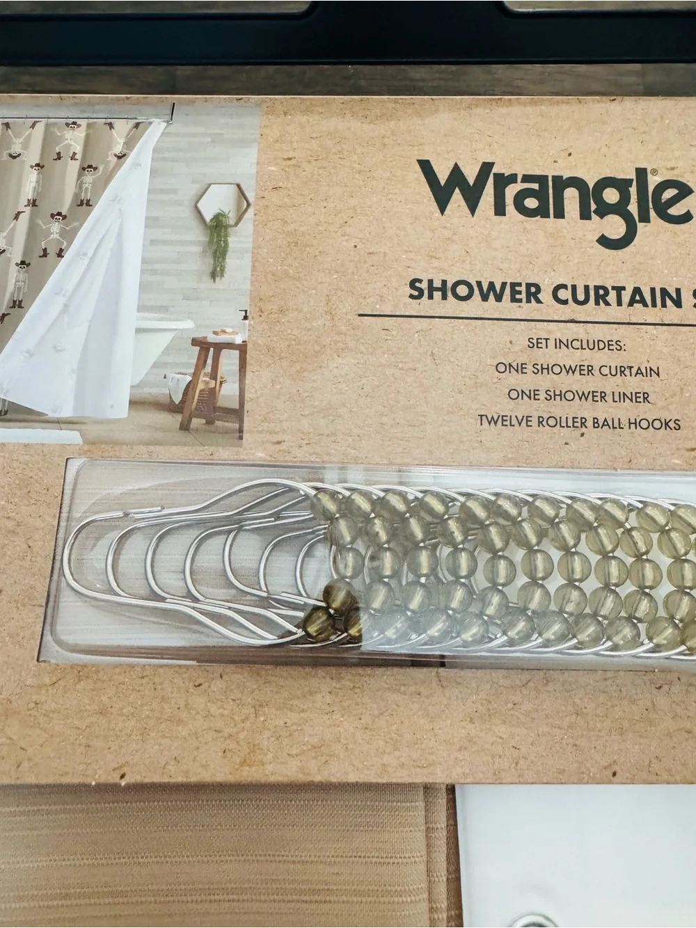 Wrangler Cowboy Skeleton Halloween Shower Curtain Set